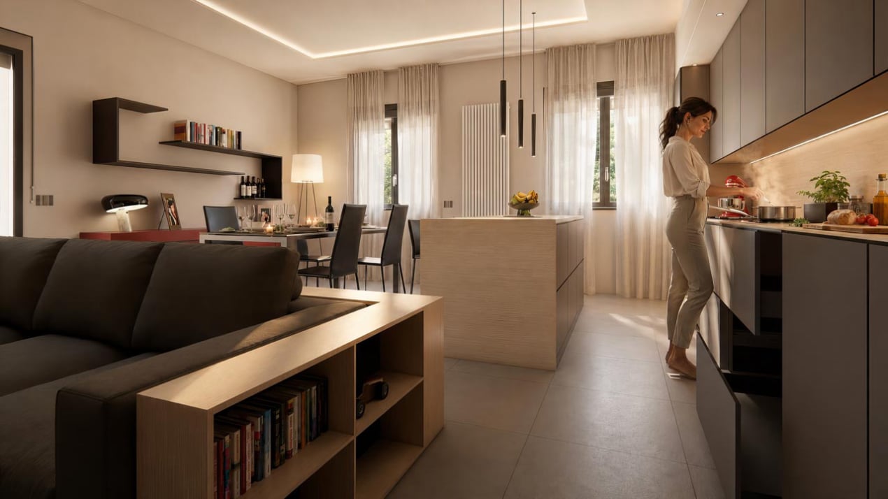 Progetto Cucina Moderna con isola in Open Space