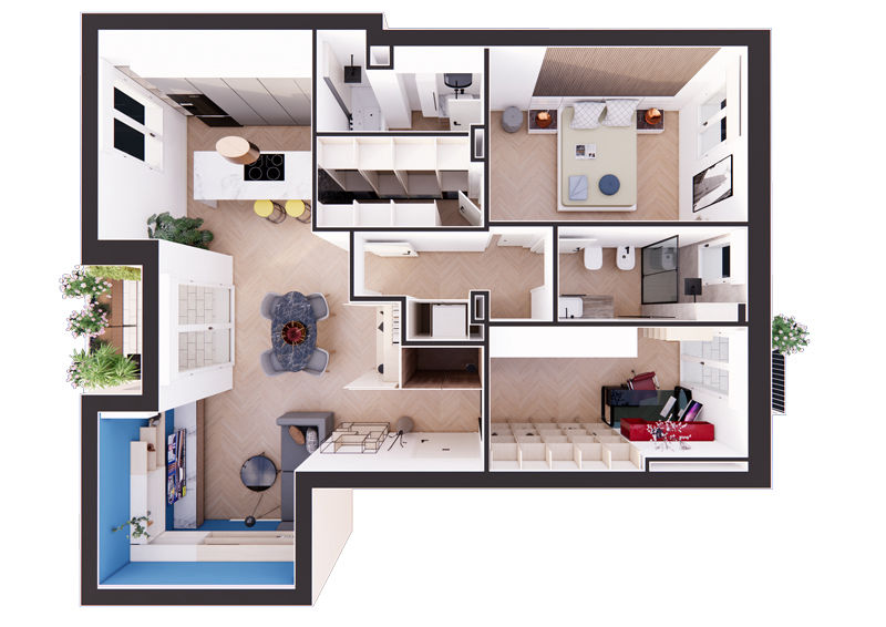 Vista planimetria prospettiva | Architetto Online